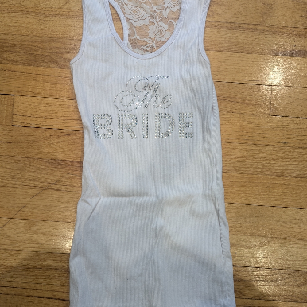 David's Bridal White Lace-Back Tank Top